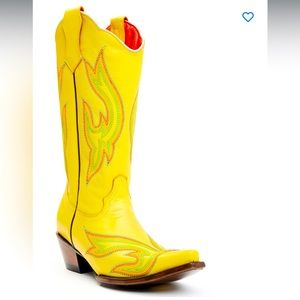 Brand new, never worn, Planet Cowboy psychedelic yellow original cowboy boots